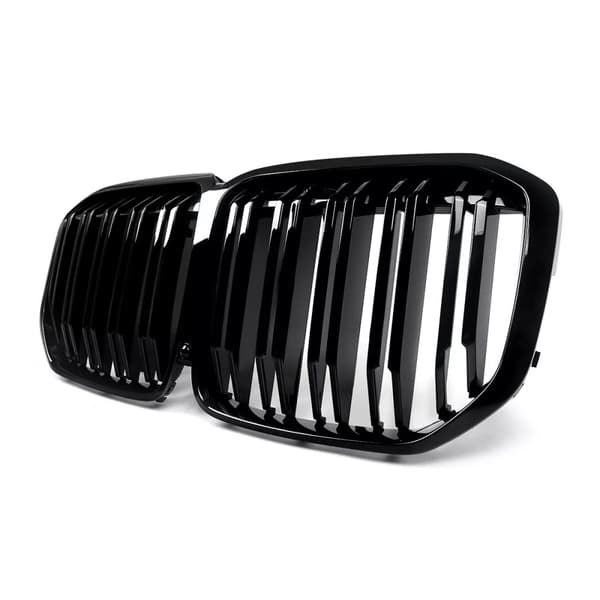 FOR BMW X7 G07 M PERFORMANCE DOUBLE SLAT FRONT KIDNEY GRILLE GLOSSY BLACK 2019+