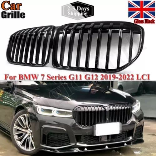FOR BMW 7 SERIES G11 G12 LCI SINGLE SLAT FRONT KIDNEY GRILLE GLOSS BLACK 2019+