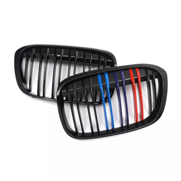 Glossy Black M-Style Dual Line Kidney Grill Grille for BMW F48 F49 X1 16-17