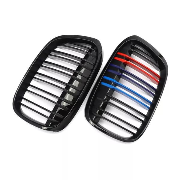 Glossy Black M-Style Dual Line Kidney Grill Grille for BMW F48 F49 X1 16-17