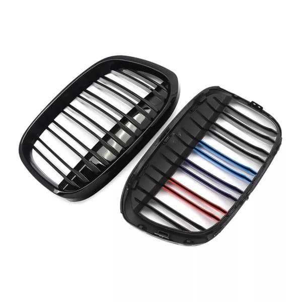 Glossy Black M-Style Dual Line Kidney Grill Grille for BMW F48 F49 X1 16-17