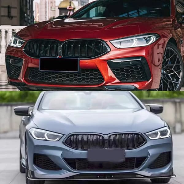 FOR BMW 8 SERIES G14 G15 G16 DOUBLE SLAT FRONT KIDNEY GRILLE GLOSS BLACK 19-2022