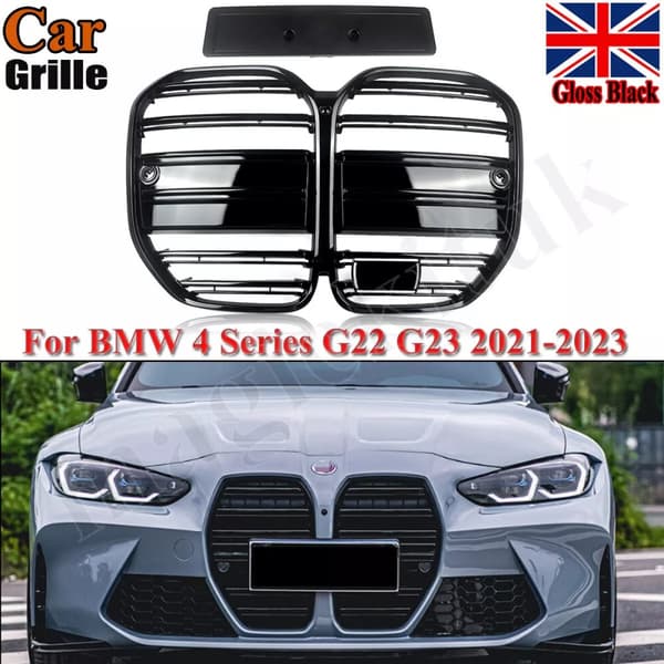 For BMW 4 Series G22 G23 Kidney Grill Grille Gloss Black M Performance 2021-2023