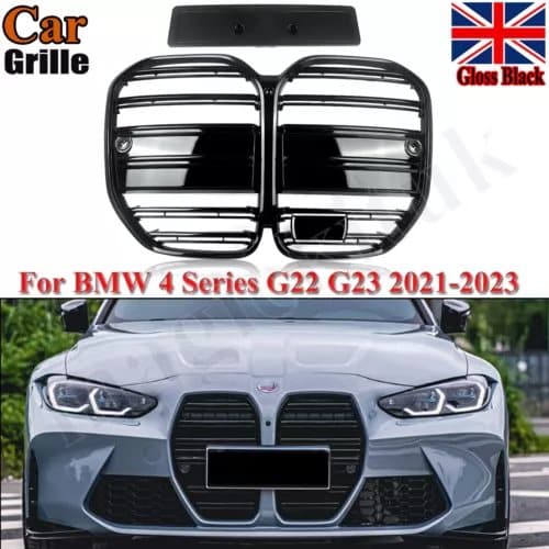 For BMW 4 Series G22 G23 Kidney Grill Grille Gloss Black M Performance 2021-2023