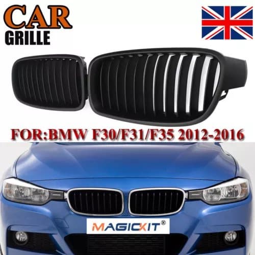 MATTE BLACK FRONT KIDNEY GRILLES GRILL FOR BMW F30 F31 3 SERIES SALOON 12-17