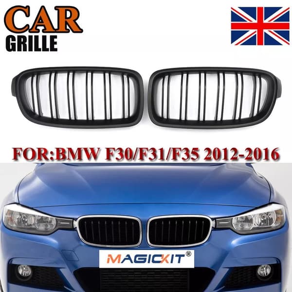 FOR BMW F30 F31 3 SERIES MATTE BLACK FRONT KIDNEY GRILLE M PERFORMANCE 2012-2018