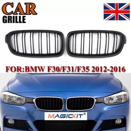 FOR BMW F30 F31 3 SERIES MATTE BLACK FRONT KIDNEY GRILLE M PERFORMANCE 2012-2018