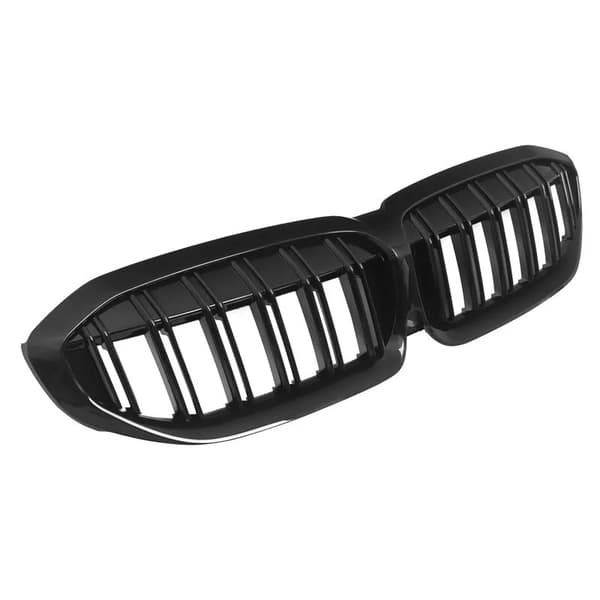 For BMW G20 G21 2019+ M3 Style Kidney Grills Glossy Black Double Slats