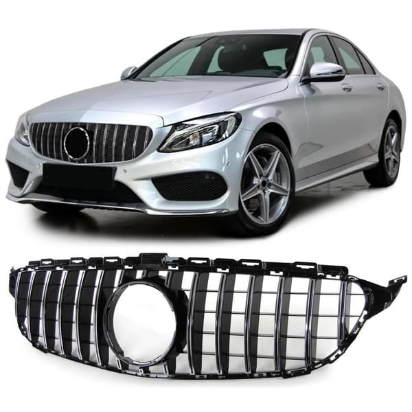 Sportgrill Svart Krom för Mercedes C-Class W205 S205 13-18 - Sportig & Stilfull Uppgradering