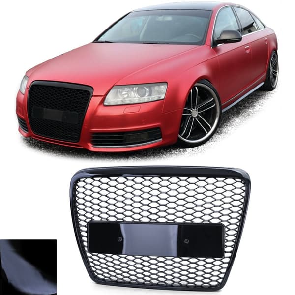 Sort Glans Honningkagegitter til Audi A6 C6 4F (2008-2011) - Sporty Design & Forbedret Luftgennemstrømning