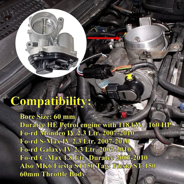 Throttle Body Ford-ajoneuvoille, sopii Fiesta ST:lle ja Fusionille, korkea suorituskyky, helppo asennus