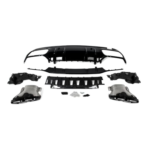 Bageste kofanger diffuser, AMG C63 stil, glans sort, direkte erstatning,som vist