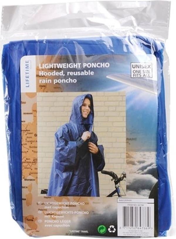 Livstid regnponcho med huva | Blå