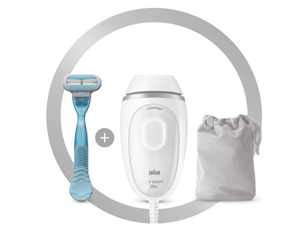 Braun Silk-expert Mini PL1124, Valkoinen, IPL-valoimpulssi, Vatsa, Kainalo, Bikini, Jaw line, Ylähuuli, 0,6 s, AC