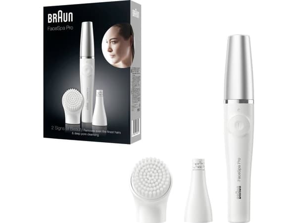 Depilator Braun Depilator FaceSpa Pro 910, do zarostu, ze srebrną nasadką, biało-srebrny