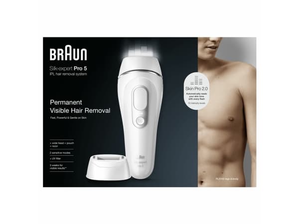 Braun Silk-expert Pro PL5145, Vit, Intensivt pulserat ljus (IPL), AC