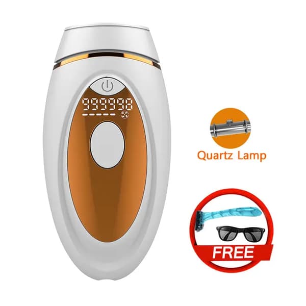 Bærbar IPL Laser Hårfjerner, Smertefri, LCD Skærm, Kontinuerlig Hårfjerning, Bikini Trimmer, 999900 Blink, Spanien, Golden