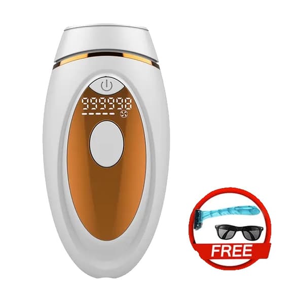 Bærbar IPL Laser Hårfjerner, Smertefri, LCD Skærm, Kontinuerlig Hårfjerning, Bikini Trimmer, 999900 Blink, Spanien, Golden