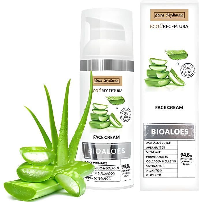 Fuktgivande ansiktskräm 50mL med Aloe Vera - Uppstramande kräm som bekämpar åldrande, rodnad, irritation...