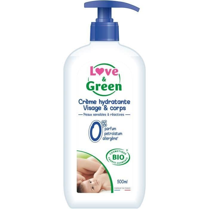 Love & Green Ekologisk ansikts- och kroppsfuktande kräm 500 ml