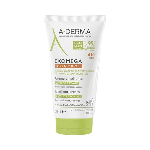 Emolientkräm - A-Derma - Exomega Control - 50ml - Anti-klåda - Torra atopiska hudtyper