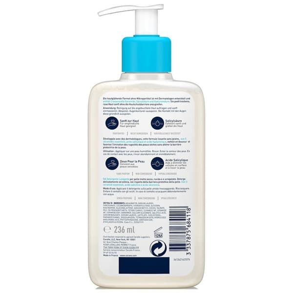 Ansiktsrengöringsgel - Cerave - SA Anti-Roughness - 236ml - Salicylsyra - Torr hud