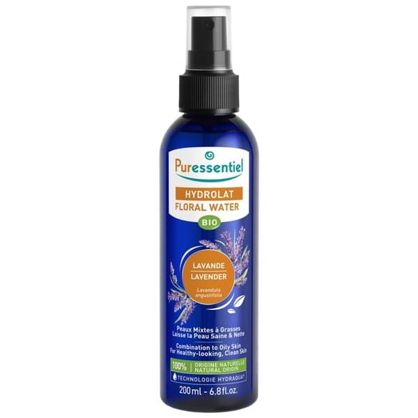 Hydrolat - Puressentiel - Ekologisk lavendel - 200ml - Vegansk - Kombinerad till fet hud