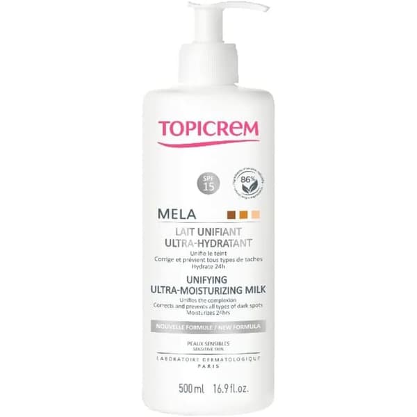 Fugtgivende Kropsmælk Topicrem Mela Anti-plet 500 ml