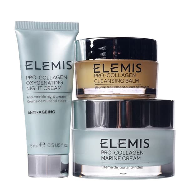 Elemis® VIP-kit: Elemis® Pro-Collagen Oxygenating night cream 15 ml + Elemis® Pro-Collagen Marine cream 30 ml +  Pro-Collagen cleansing balm 20 g