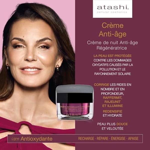 Anti-aging nattkräm - ATASHI - Antioxidant - Minskar rynkor - Återfuktar - Ljusar upp huden