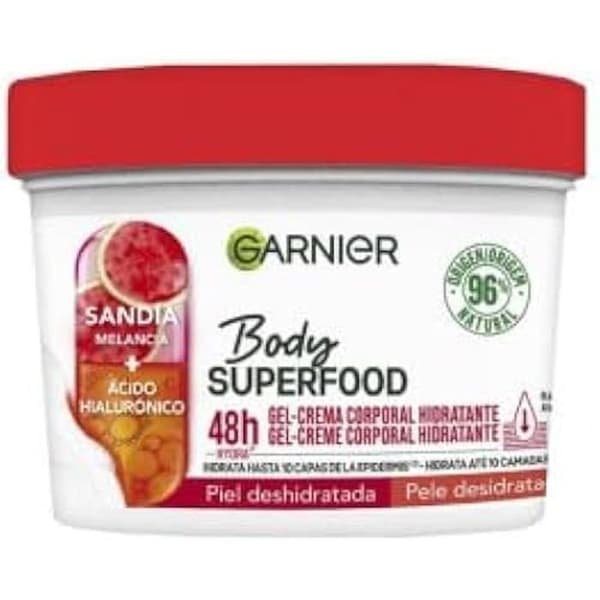 Fuktgivande gelkräm - BODY SUPERFOOD - 380 ml - Parabenfri - För alla hudtyper - Gelstruktur