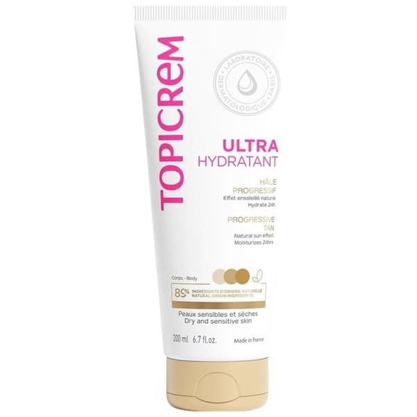 Lait Ultra-Hydratant - TOPICREM - Gradvis Bränna - 200ml - Känslig Hud - Utan Parabener