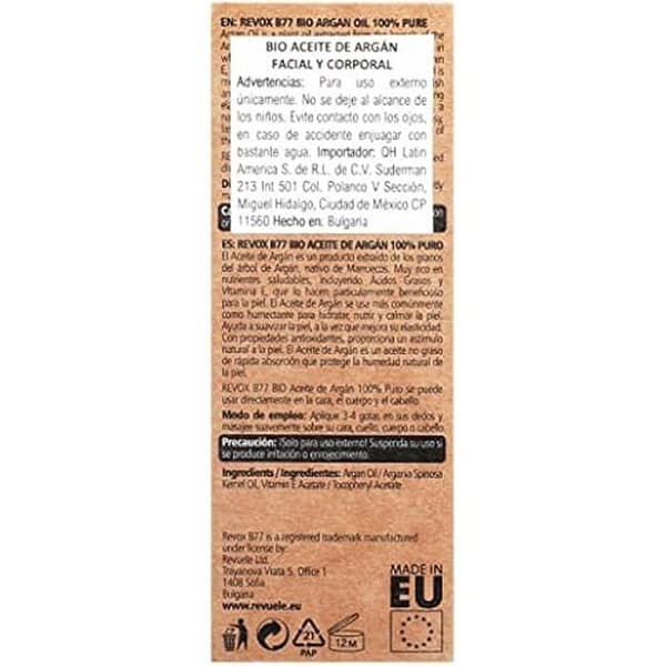 100 % ren kallpressad organisk arganolja - REVOX - Ansikte, Kropp, Hår - Parabenfri - 100ml