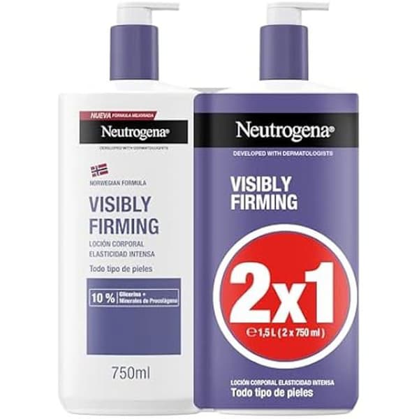 Lotion - NEUTROGENA - SYNLIGT STYRANDE - Förpackning med 2 x 750ml - Intensiv elasticitet - Parabenfri