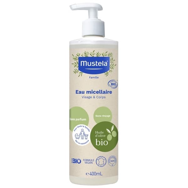 Vatten - Mustela - Bio Micellär - 400ml - Vegansk - Naturlig - Alla hudtyper