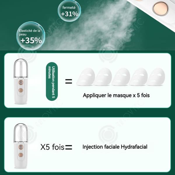 INN Mini fuktspruta återfuktande nano 30ml fylls med vatten när som helst bärbar USB-uppladdningsbar för resa vardagsliv vit