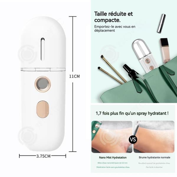 INN Mini fuktspruta återfuktande nano 30ml fylls med vatten när som helst bärbar USB-uppladdningsbar för resa vardagsliv vit