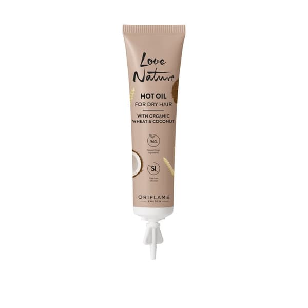 Oriflame Love Nature Hot Oil med økologisk hvede og kokos til tørt hår 15 ml