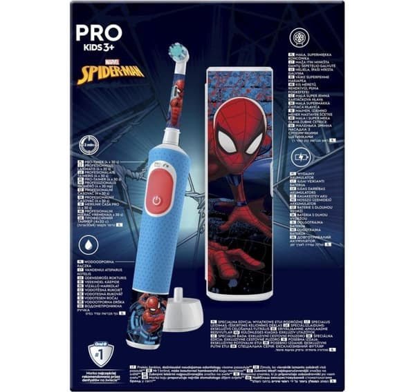 Oral-B, eltandborste med resväska, Vitality PRO Kids Spiderman