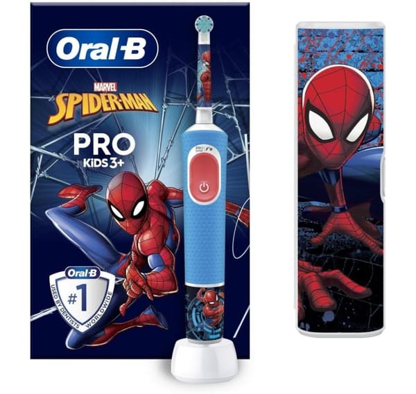 Oral-B, eltandborste med resväska, Vitality PRO Kids Spiderman