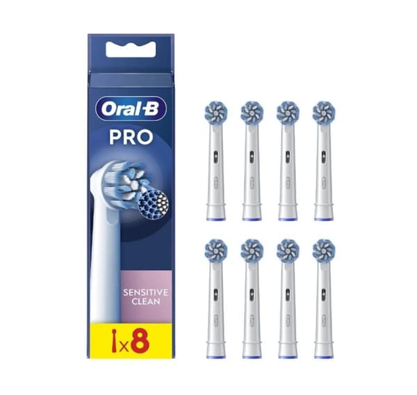 Oral-B, utbytbara tandborsthuvuden, EB60X-8 Sensitive Clean Pro