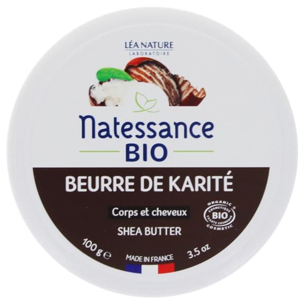 Karitésmör - NATESSANCE - 100g - Eco - Utan doft - Rikt på essentiella fettsyror