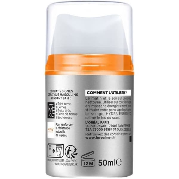L'Oréal Men Expert Skincare Hydra Energetic Anti-Fatigue Moisturizing Care 5 Actions 50ml