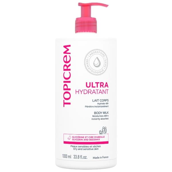 Lait Corps - Topicrem - Ultra-Hydratant - 1000 ml - Torr hud - Textur Lait