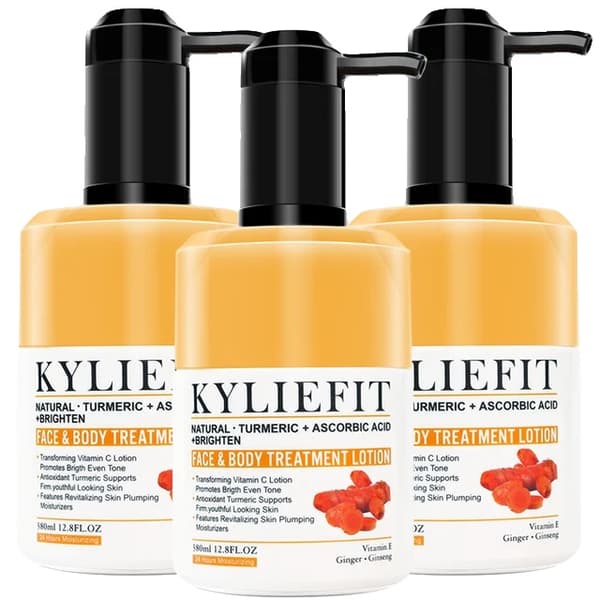 Gurkmeja Upplysningskroppslotion, Fläckbehandling, Slät & Fuktgivande, 3 flaskor lotion