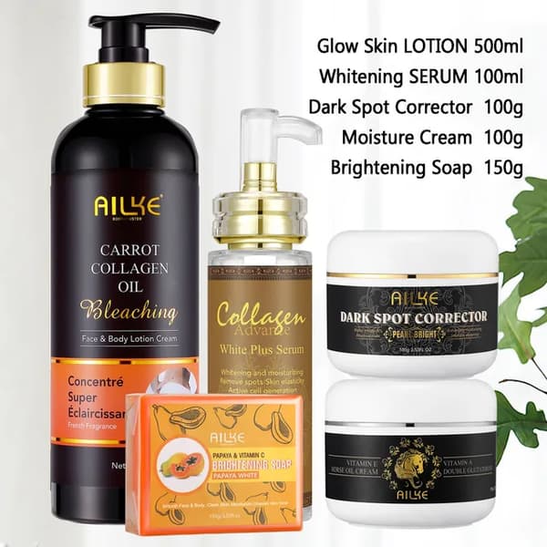 Vitgörande Lotion Kräm, Användning för Ansikte och Kropp, Nicotinamid Glutation, 5 i 1 Set