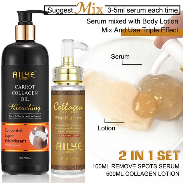 Vitgörande Lotion Kräm, Användning för Ansikte och Kropp, Nicotinamid Glutation, Kollagen 2 i 1