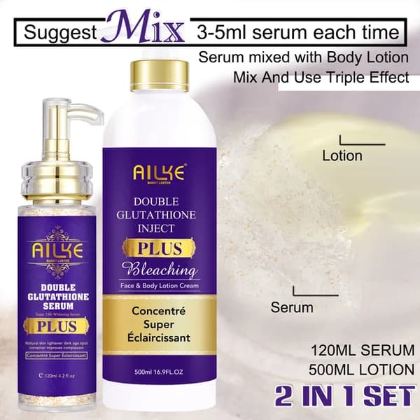 Glutathione Hudvård, Uppljusning, Mörka Fläckkorrigering, Återfuktande, Lotion och Serum