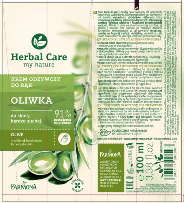 Herbal Care Närande Handkräm Oliv 100ml