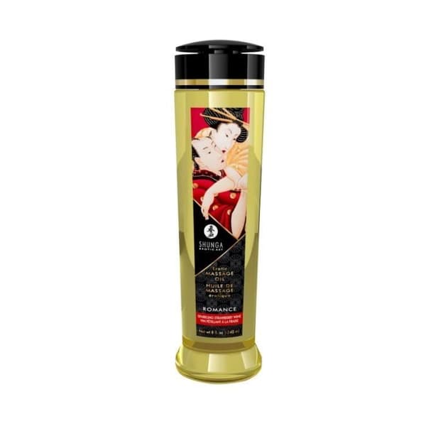 Erotisk massageolja - Shunga - Romantiskt mousserande vin - Jordgubbe - 240 ml - Exceptionell mjukhet